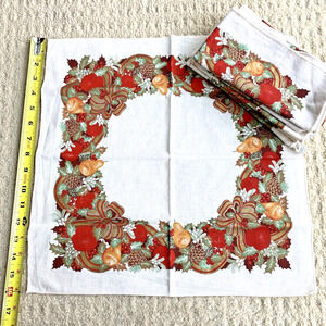 Vintage Sunweave Linen Co cotton napkin Thanksgiving holiday 16” square set of 8